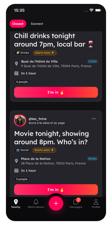 Find people to go out with near you